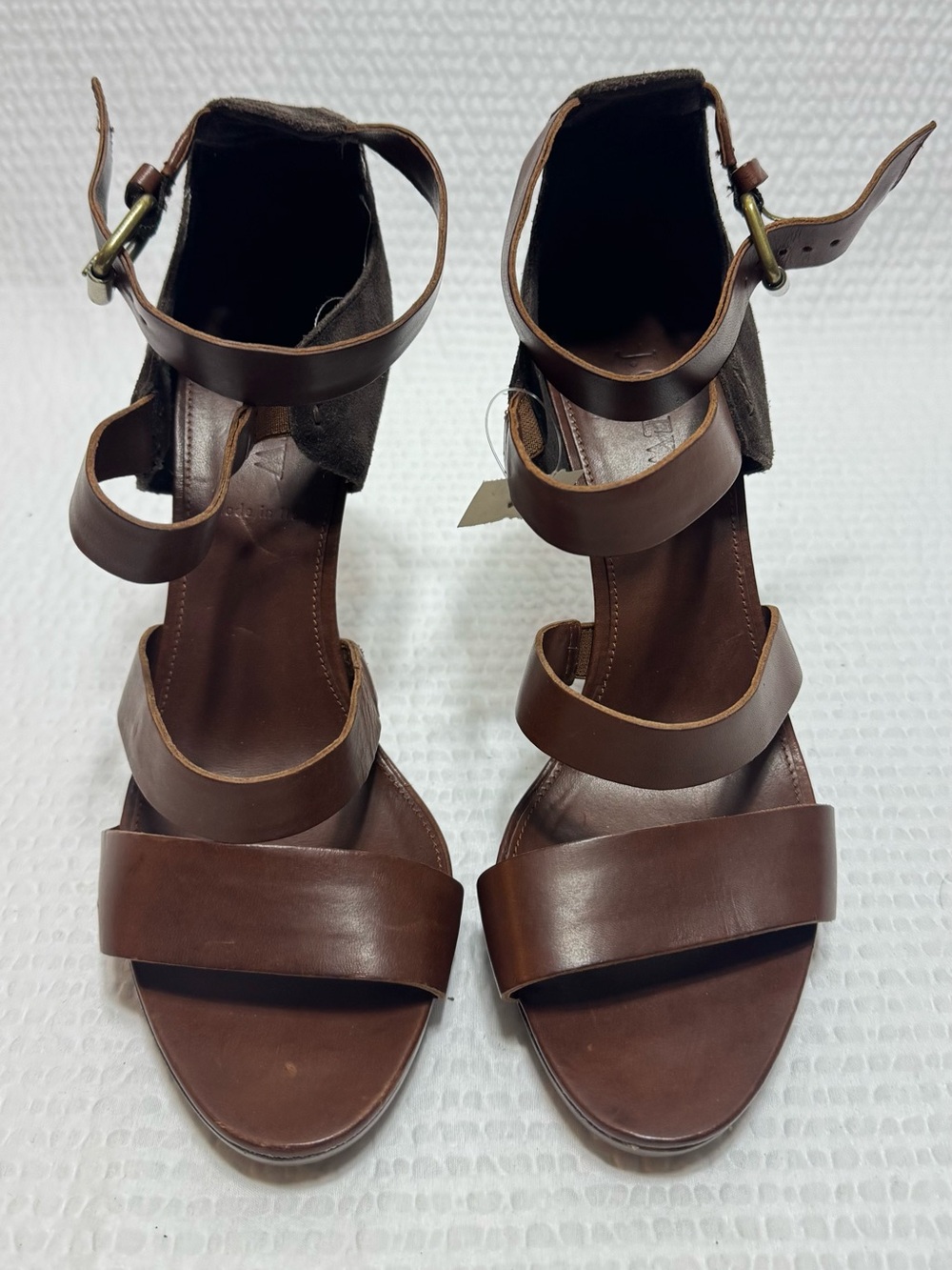 J crew faux leather Women's Brown  Strappy Sandals 8